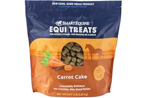 SmartEquine Equi Treats | Made with Beet Pulp & Alfalfa | High-Fiber Horse Treats | Low ESC & Starch | Bite-Sized | No Added Sugar | Carrot Cake Flavor Cookies for Horses | 4 lb Bag