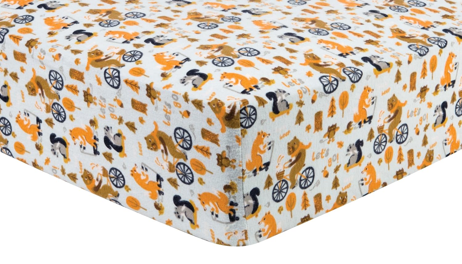 Trend Lab 100% Cotton Let's GO Deluxe Flannel Fitted Crib Sheet, Gray/Orange