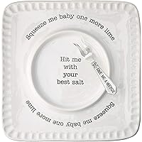 Mud Pie Lime and Salt Rimmer Margarita Set, Square, White