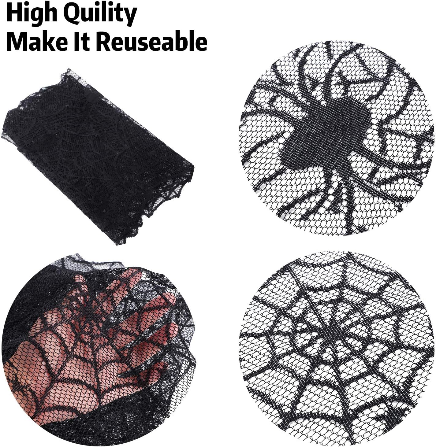 35 Pieces Halloween Decorations Set Include Lace Spider Web Table Runner, Round Lace Table Cover, Fireplace Mantel Scarf and 32 Pieces 3D Bats Wall Sticker Decal: Kitchen & Dining