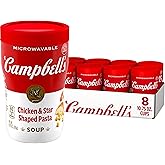 Campbell’s Sipping Soup, Chicken Soup With Star-Shaped Pasta, 10.75 oz Microwavable Cup (Pack of 8)
