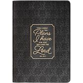 Christian Art Gifts Classic Journal For I Know the Plans Jer. 29:11 Bible Verse, Inspirational Scripture Notebook, Ribbon Marker, Black Vegan Leather Flexcover, 336 Ruled Pages, (8.6&rdquo; x 6.1&rdquo; x .9&rdquo;)