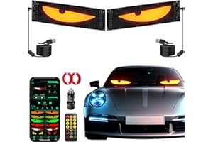 CRILEAL Devil's Eye 2pcs:14"x4.3" Programmable ojos led para carro Windshield Display for Sedans, SUVs & Medium Trucks - USB-Powered LED Matrix Panel