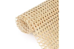 TOLANBBT 14" Width x 2 Feet Cane Rattan Webbing Roll for Caning Projects, Cane Webbing Sheet, Natural Pre-Woven Open Mesh for Furniture Chair Cabinet Ceiling Bed Door