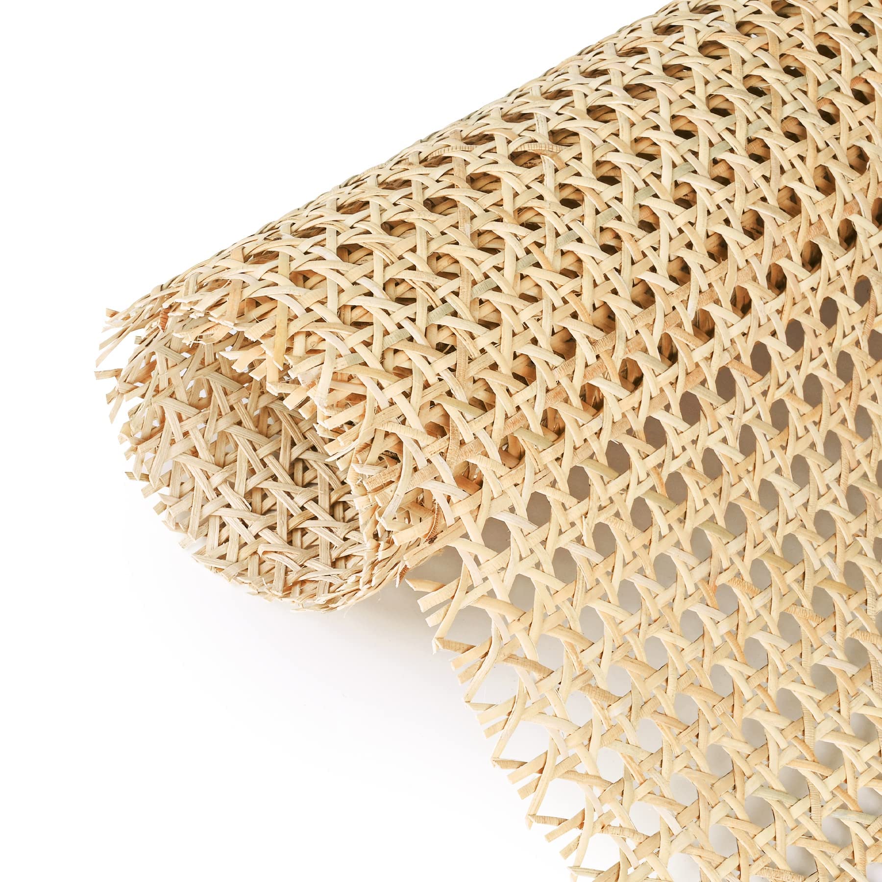 Photo 1 of 14" Width x 2 Feet Cane Rattan Webbing Roll for Caning Projects, Cane Webbing Sheet, Natural Pre-Woven Open Mesh for Furniture Chair Cabinet Ceiling Bed Door