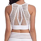 SEASUM Women's Longline Sport Bra Seamless Yoga Crop Top Medium-Low Support Workout Bra