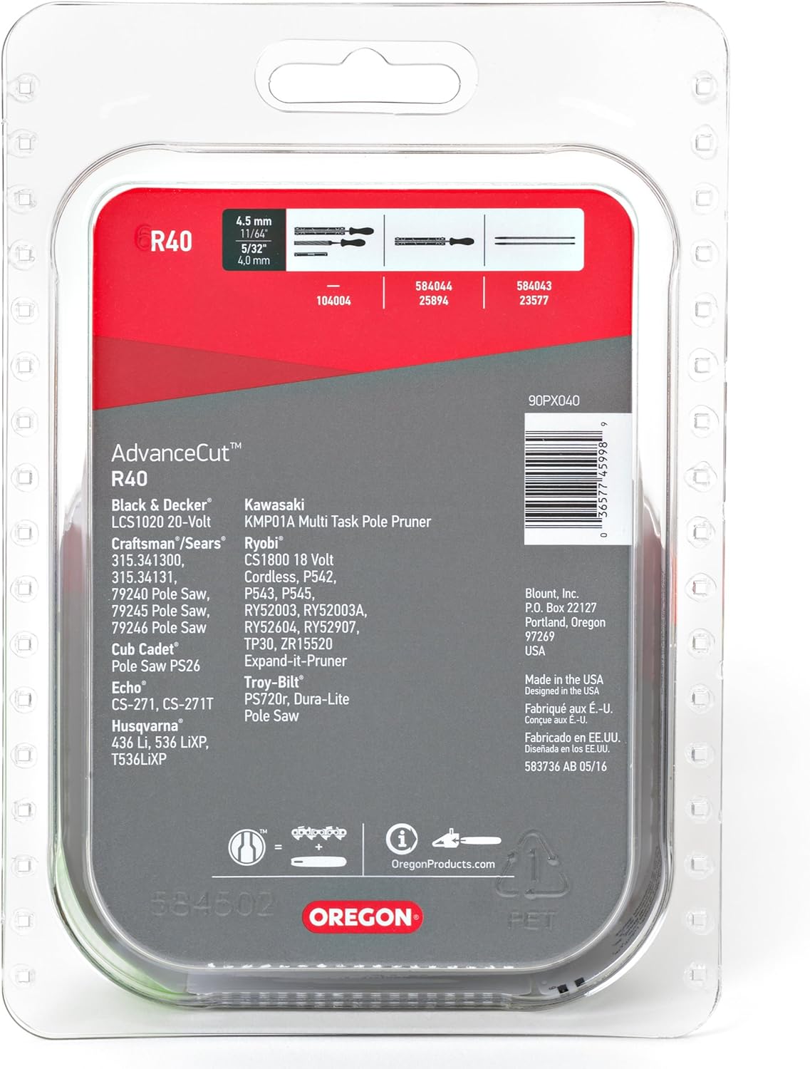 Oregon R40 AdvanceCut 10-Inch Chainsaw Chain, Fits Craftsman, Cub Cadet, Husqvarna, Ryobi,grey: Garden & Outdoor