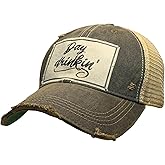 VINTAGE LIFE Day Drinkin Distressed Trucker Cap, Black, Adult Headwear Accessories