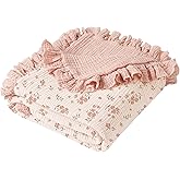 Konssy Flounce Muslin Baby Blankets, Cotton Crib Blanket for Baby Infant Toddler, Super Soft and Lightweight Nursery Blankets 40"x36" (Blossom)