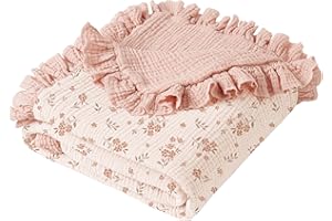 Konssy Flounce Muslin Baby Blankets, Cotton Crib Blanket for Baby Infant Toddler, Super Soft and Lightweight Nursery Blankets 40"x36" (Blossom)