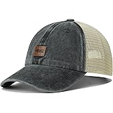 Croogo Men's Adjustable Mesh Back Cap Curved Bill Snapback Mesh Baseball Cap Retro Washed Trucker Cap Breathable Sun Hat