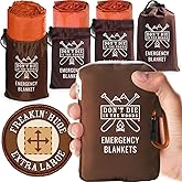 Don't Die In The Woods - Freakin’ Huge Emergency Blankets [4-Pack] Extra Large Thermal Mylar Space Blanket - One of The Ten Essentials Outdoor Survival Gear for Hiking Camping First Aid Kit (Orange)