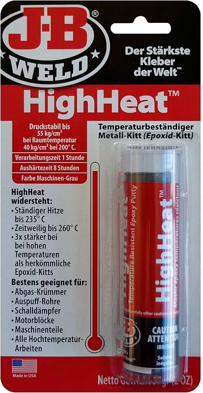 J-B Weld 8297 HighHeat Epoxy Metal Putty 260C Heat Resistant for Repairs