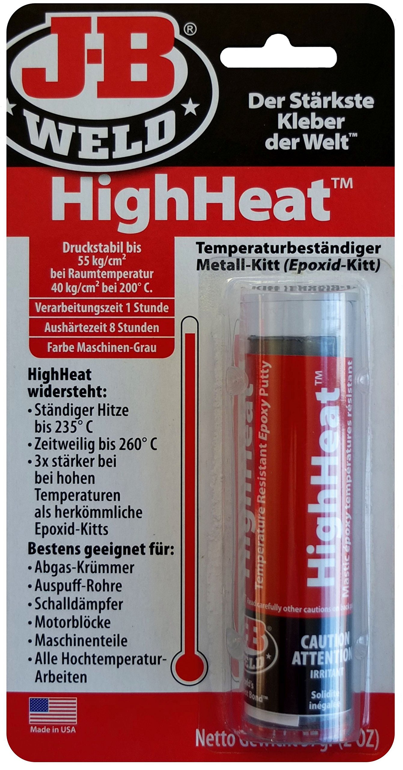 JB Weld 8297 -DEU HighHeat Heat-Resistant Epoxy Metal Putty for All High Temperature Work