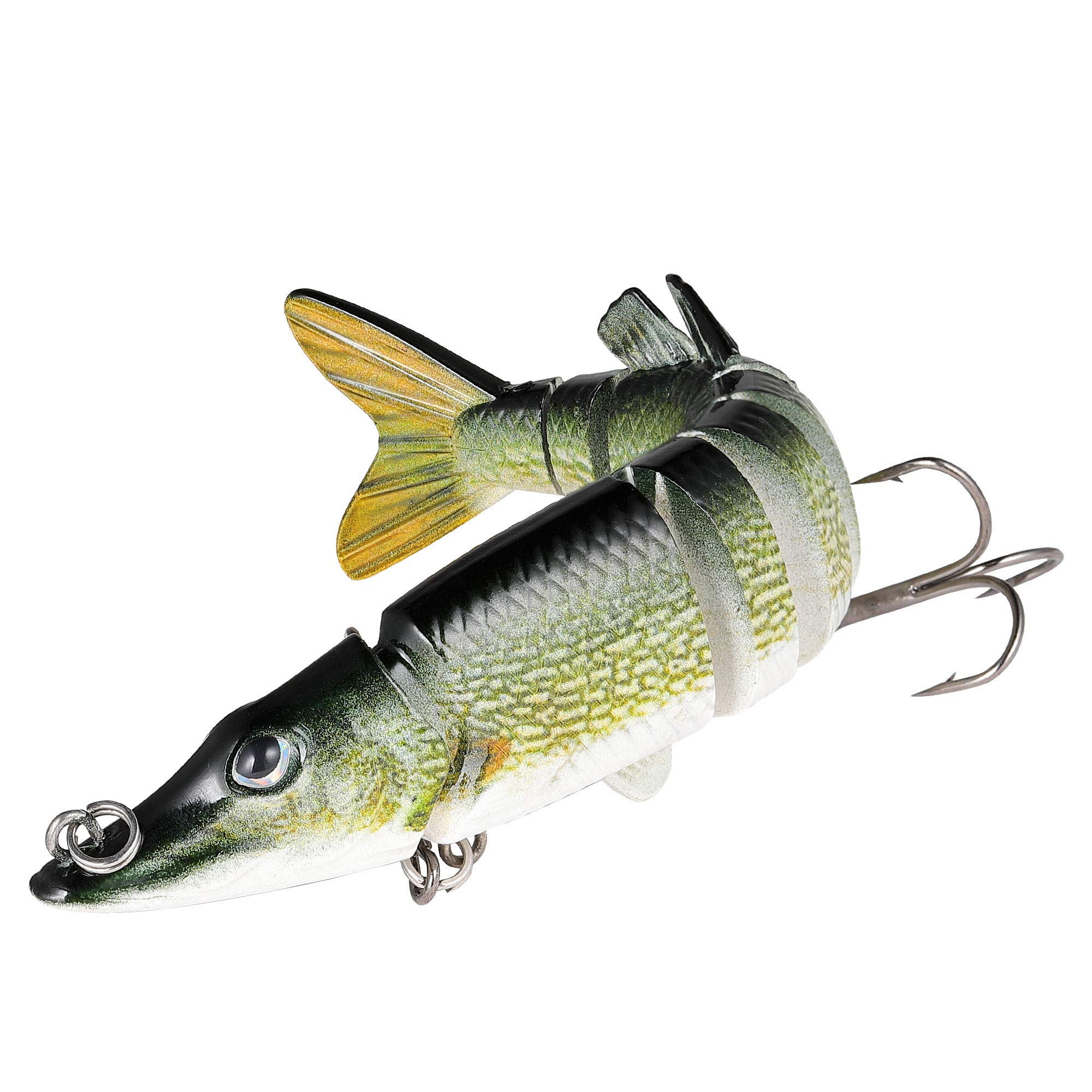 Fishing Lure, Lifelike 9-jointed Pike Muskie lures Swimbait Crankbait Hard Bait Fish Mustad Hook Tackle (Pike color)