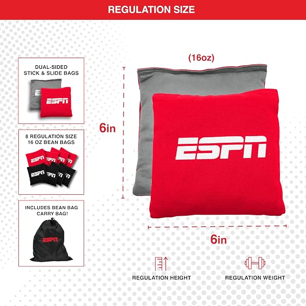 ESPN CORNHOLE BOARD SET INCLUDES CORNHOLE BAGS AND TRAVEL CASE, IDEAL FOR KIDS GAMES AND OUTDOOR GAMES (2X3)