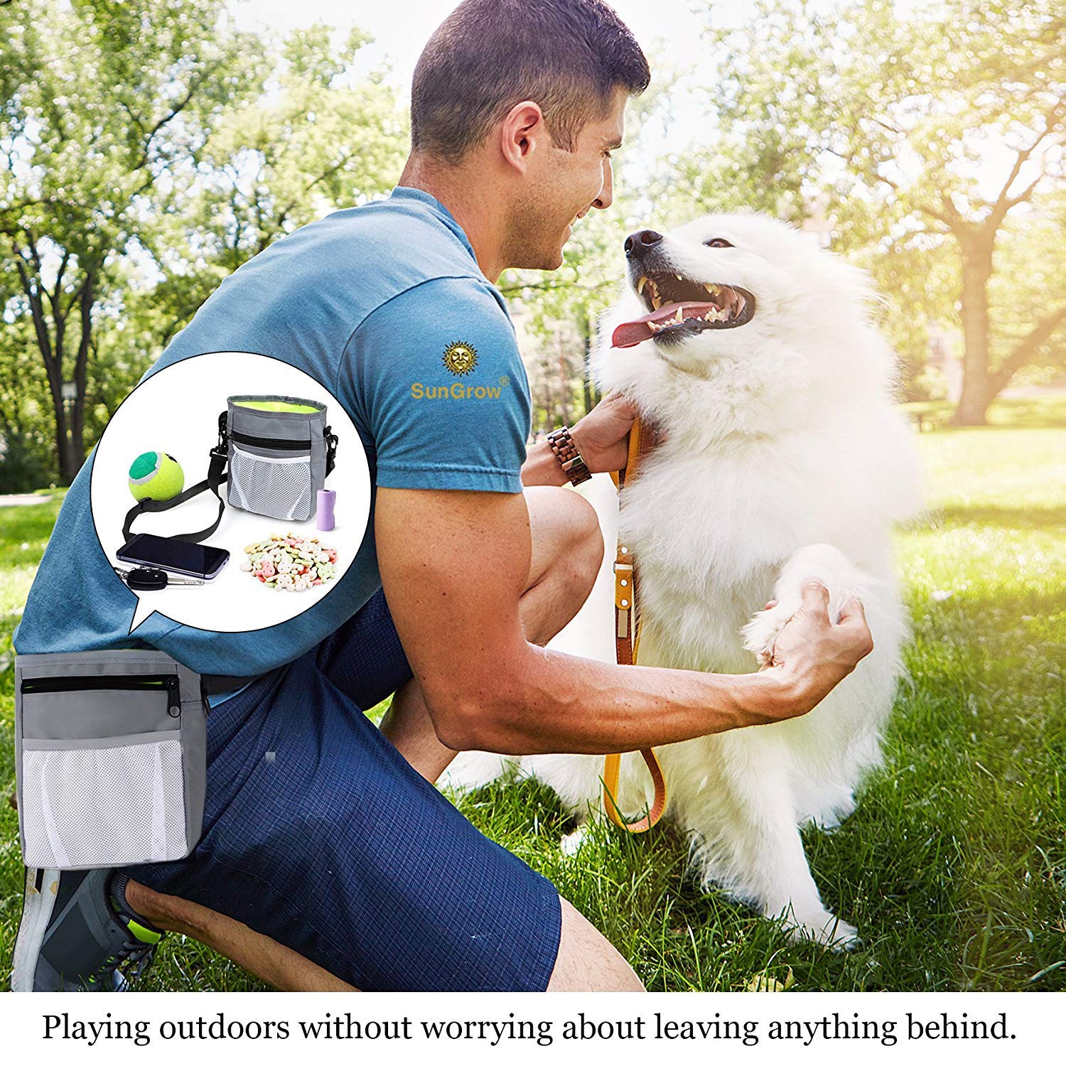 Dog Treat Pouch --- Pet Snacks, Toys and Training Tools Carrier - With Built-In Poop Bag Dispenser - Stylish, Multi-wear, Multipurpose - Weather-Resistant Nylon Fabric Material
