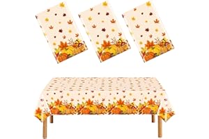 FUULOXE Fall Disposable Tablecloth Autumn Theme Plastic Table Cover Pumpkin Maple Leaves Tablecloths for Thanksgiving Harvest Party Decoration Supplies Favors 3 Pieces 54 x 108 Inch