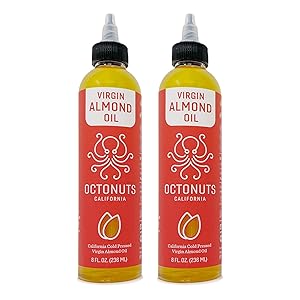 Octonuts California Cold Pressed Virgin Almond Oil, 8 Ounce - 2 Pack, Keto, Paleo Friendly, Plant based
