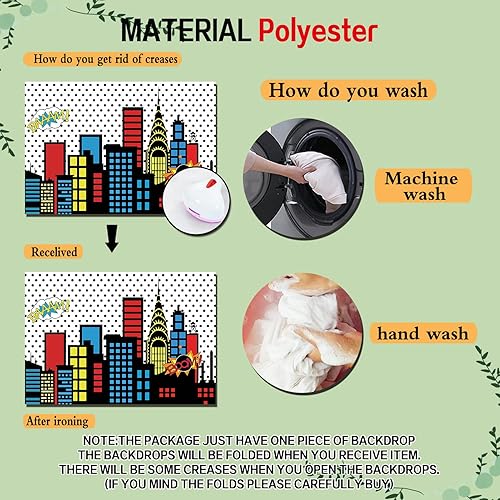 HQM Super City Photography Backdrops Skyline Buildings City Boom Photo Background Fabric Children Birthday Newborn Baby Shower Party Banner Studio Photo Props 5x3ft150x100cm - View #11