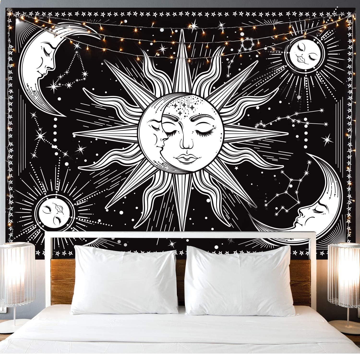 Hotmir Tapestry for Bedroom Aesthetic - Moon Tapestry Wall Hanging Wall Tapestry Black as Wall Art for Bedroom, Living Room, Dorm Decor - Printed without Fringe (51.2x59.1 Inches, 130x150 cm): Everything Else