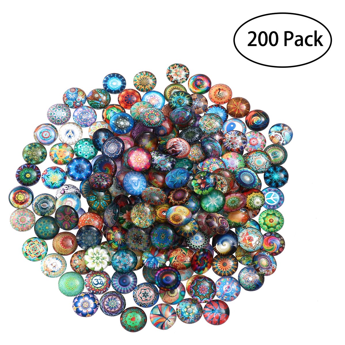 ULTNICE 200pcs Round Glass Mosaic Tiles Mixed Mosaic Glass Pieces for DIY Crafts Jewelry Making 10mm