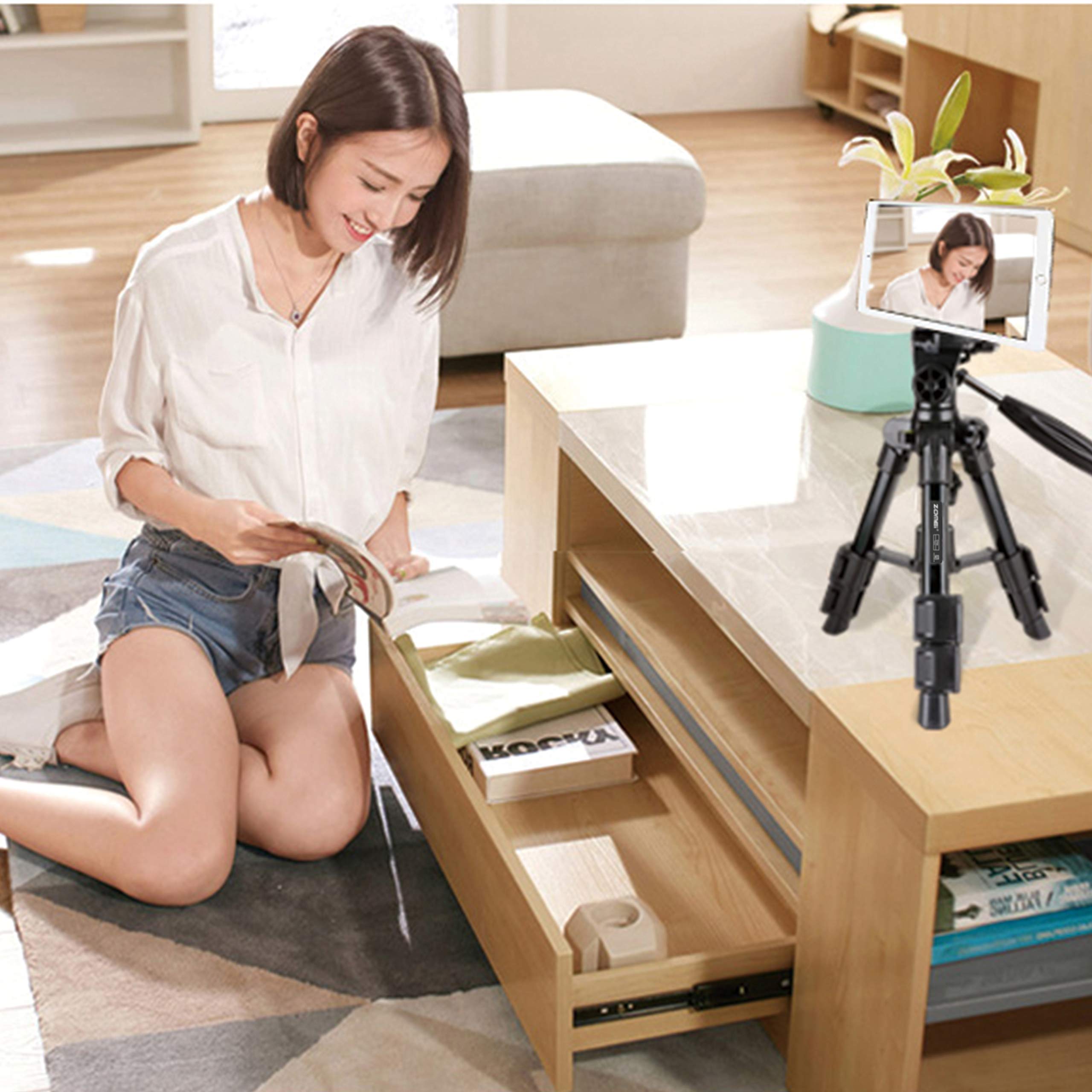 Tairoad T-111 Tabletop Tripod 12.5inch Lightweight Aluminum Mini Travel Tripod with 360° Rotating Pan Head for Tablet Camera Canon EOS Sony Nikon Samsung Fuji