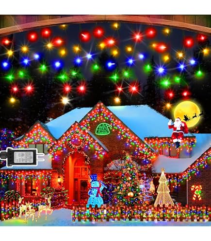 Tupkee Christmas Icicle Lights – 300 LED Red & Green Shimmering Twinkle Lights, Outdoor/Indoor