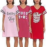 Lati Fashion 3 Pack Nightgowns For Women Soft Cotton Short Sleeve Sleepshirt Casual Sleepwear Nightdress Size S-3X