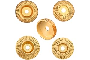 BAIQI Angle Grinder Wood Disc Set,Five Pcs Wood Carve Kit, 4" or 4" 1/2 with 5/8" Arbor for Angle Grinder, Wood Shaping Wheel, Stump Grinding Tools for Cutting,Grinding,Carving (5 PCS Carving Disc Set)