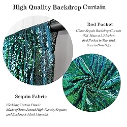 DUOBAO Colorful Green Sequin Backdrop Curtain