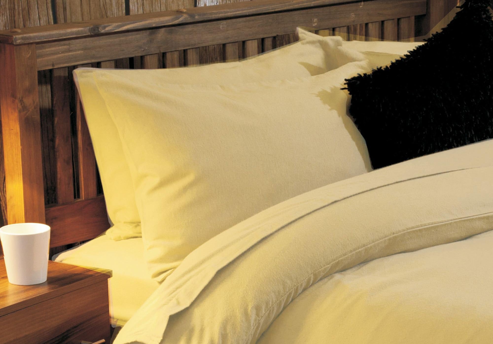 elinens Flannelette Pair Housewife Pillowcases - 100% Brushed Cotton - 2 in a Pack (Lemon)