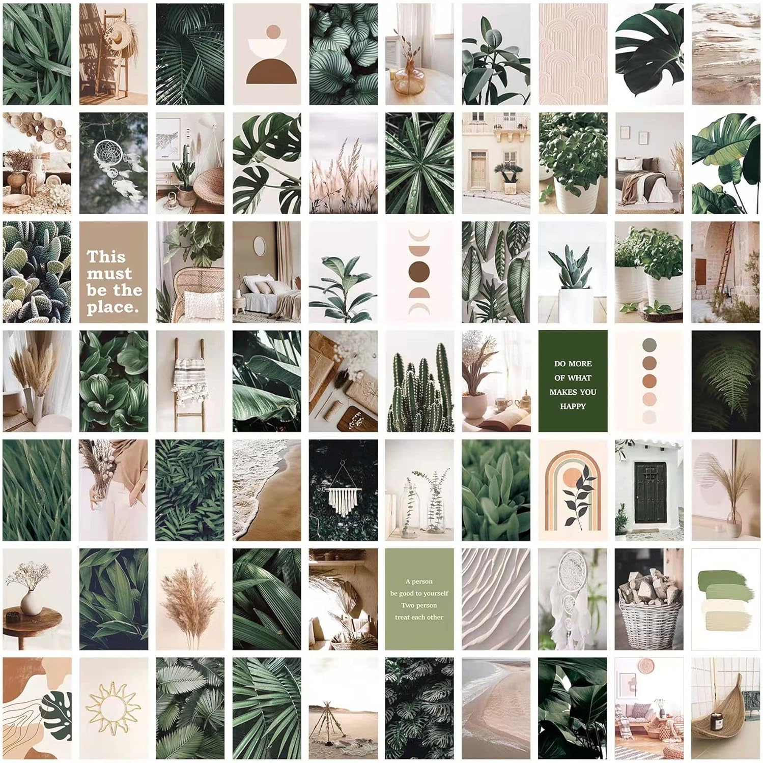 Wall Décor - LIIGEMI 70PCS Botanical Wall Collage Kit Aesthetic Pictures,Bedroom Decor for Teen Girls, VSCO Room Decor, Boho Trendy Decor Photo Collection,Double- Sided, 70 Set 4x6 Inch