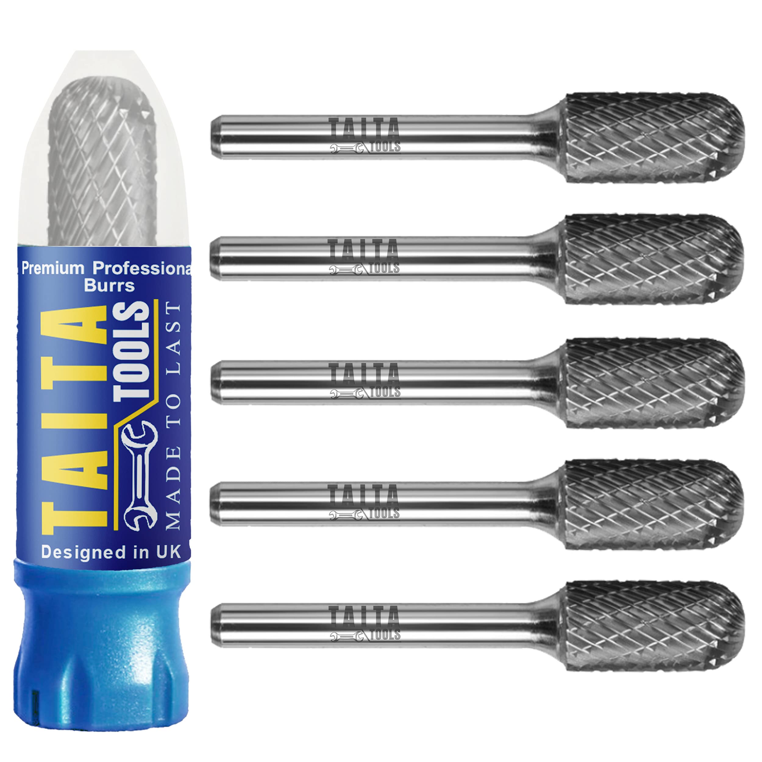 Carbide Burr 1/4" Shank, SC-5 Tungsten Double Cut Rotary Die Grinder Bits - Cutting Burrs for Milwaukee, Dewalt and Makita Die Grinder Accessories - Wood Carving Metal Working & Sturdy Storage Case