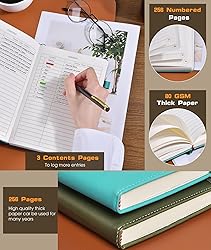 Lined Journal Notebook for Women Men, 256 Numbered