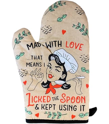 Funny Baking Oven Mitts & Pot Holder Set – “Baking Because Murder Is Wrong” Vintage Kitchen Gift For Women