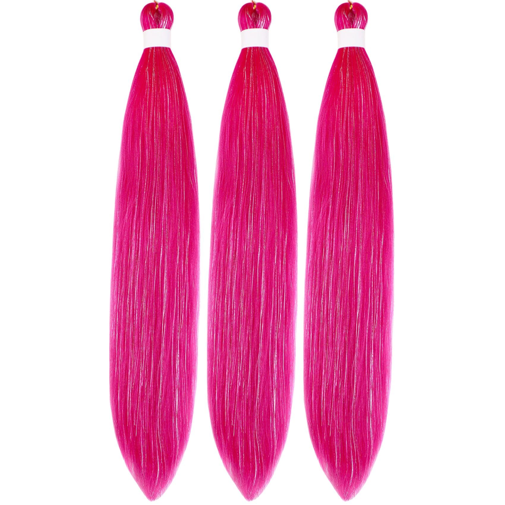 Tinsel Braiding Hair Pre stretched Meganta Pink