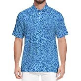 QDEupup Mens Golf Shirts Short Sleeve Moisture Wicking Stretch Polo Shirt | 4-Way Stretch Quick Dry Collared, Performance Dry Fit, UPF 30, Lightweight Breathable, Athletic, Casual, Business, Hawaiian