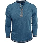 YOUTHUP Men's Henley Long Sleeve Shirts Lightweight Soft Tee Athletic Casual Basic Slim-Fit T-Shirt Button Stretch Top