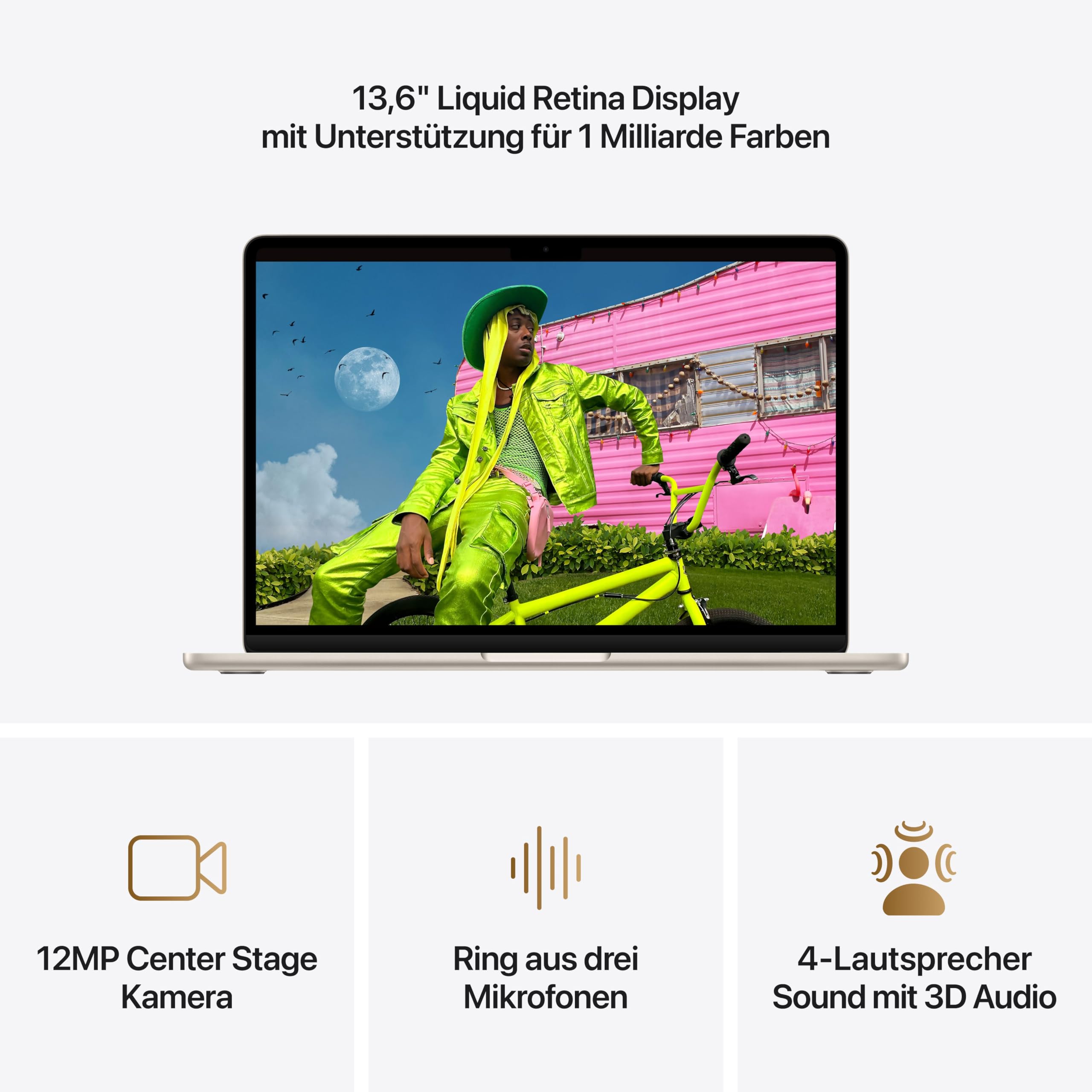 Apple 13" MacBook Air Laptop, M5 Chip mit 10‑Core CPU und 8‑Core GPU: Entwickelt für KI, 13,6" Liquid Retina Display, 16 GB gemeinsamer Arbeitsspeicher, 512 GB SSD, Touch ID, WLAN 7; Polarstern 3