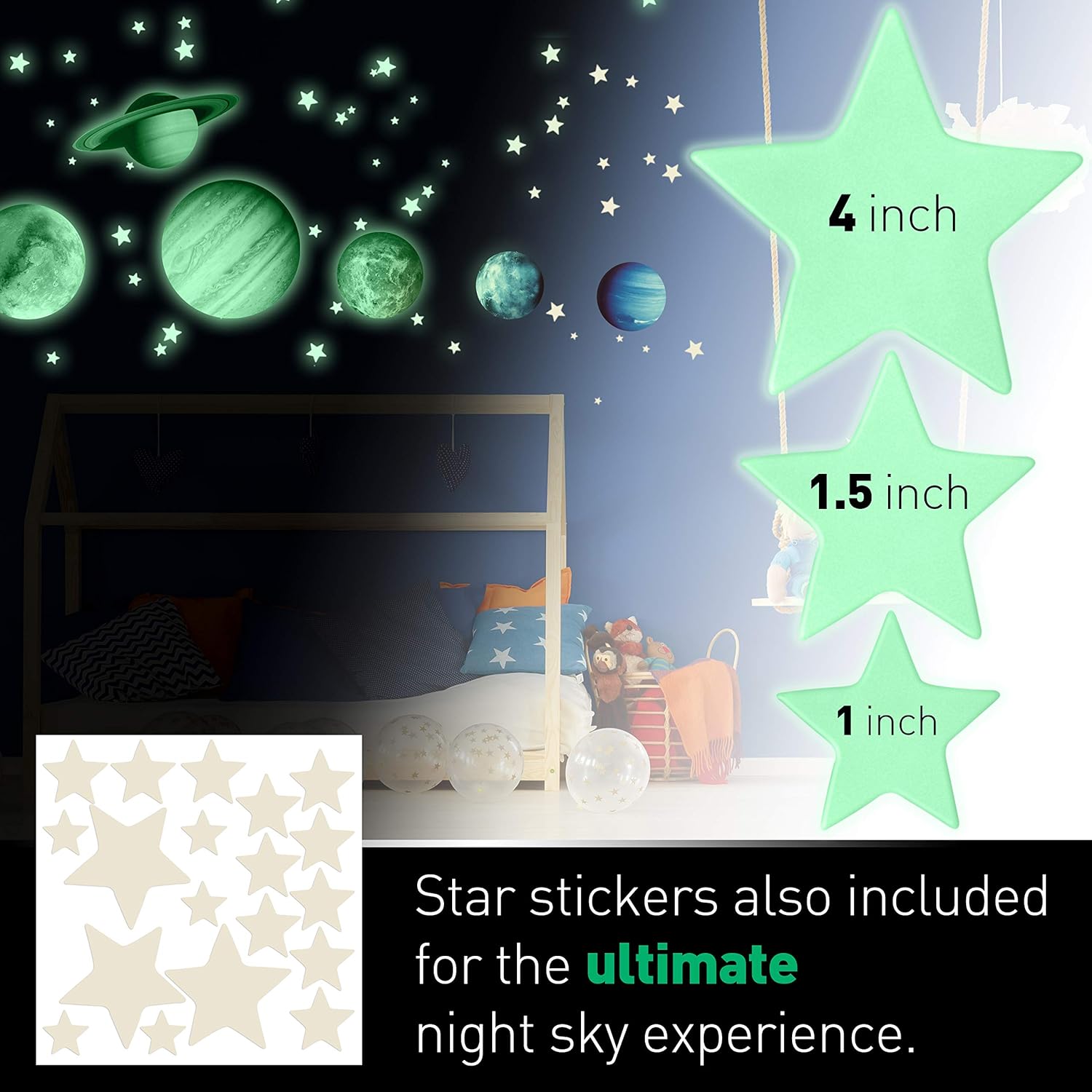Glow in The Dark Stars and Planets, Bright Solar System Wall Stickers -Glowing Ceiling Decals for Kids Bedroom Any Room,Shining Space Decoration, Birthday Christmas Gift for Boys and Girls: Home Improvement