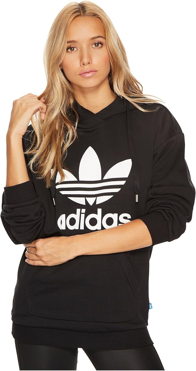 black adidas trefoil hoodie women's