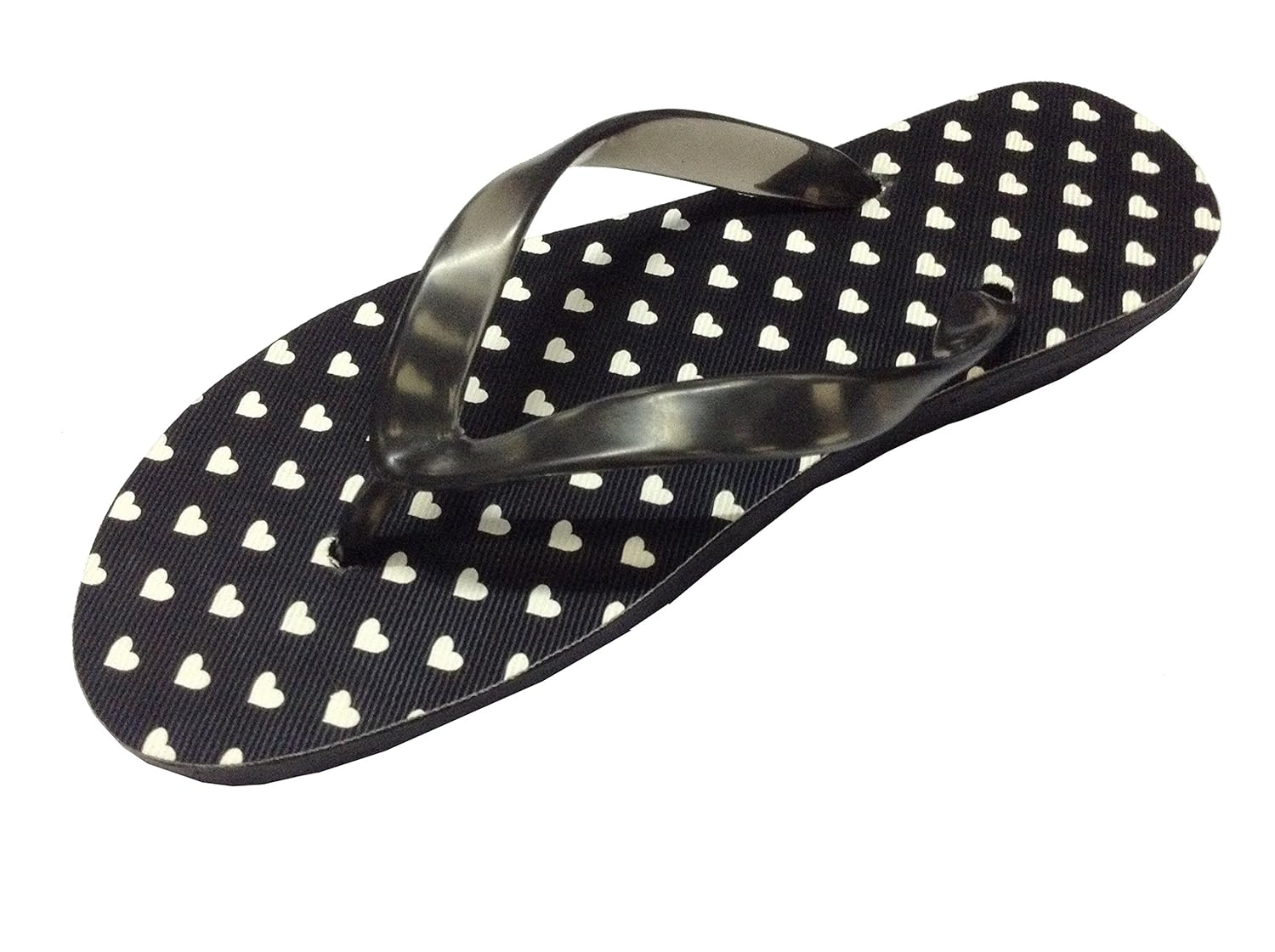 ccc non-skid poly-urethane flip flops bathroom slippers designer white hearts