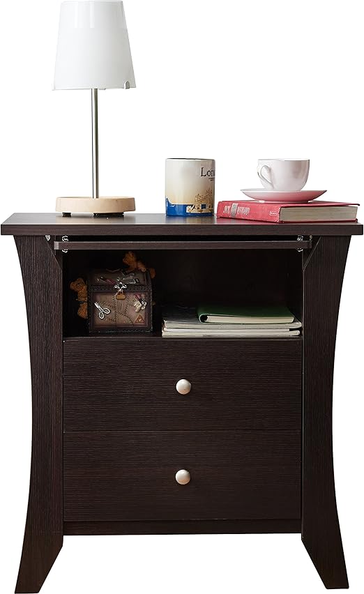 Amazon Com Espresso Finish Dylan 2 Drawer Bedroom Nightstand Made Of Wood 24 33 H X 23 62 W X 15 75 D Kitchen Dining