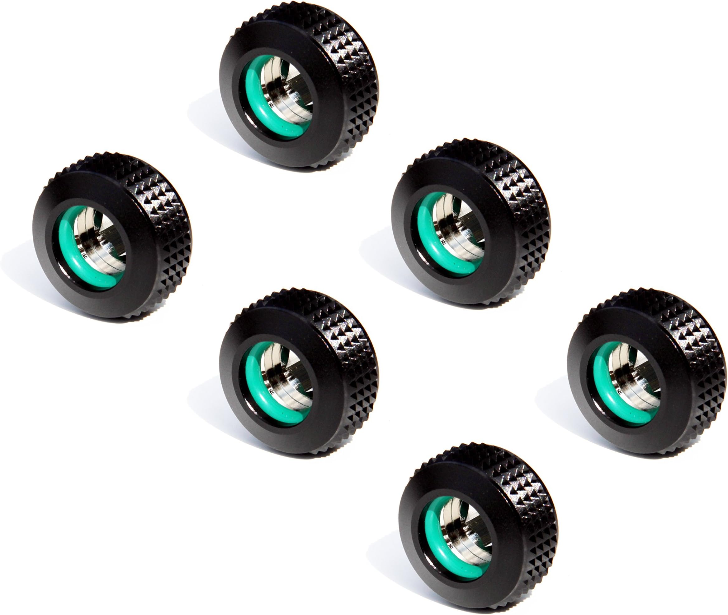 Mechdynamic Rigid Tubing Compression Fitting, For 1/2in OD Rigid Tubing, Hard Tubing, Color: Obsidian Black, F/ Computer (PC) Water Cooling, Liquid Cooling (6 Pack)