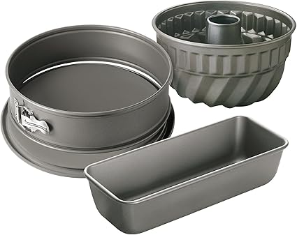 Kaiser La Forme Backformen Backset 3 Tlg Mit Springform Flachboden Gugelhupf Backform Kastenform Kuchenform Antihaftbeschichtet Auslaufsicher Amazon De Kuche Haushalt