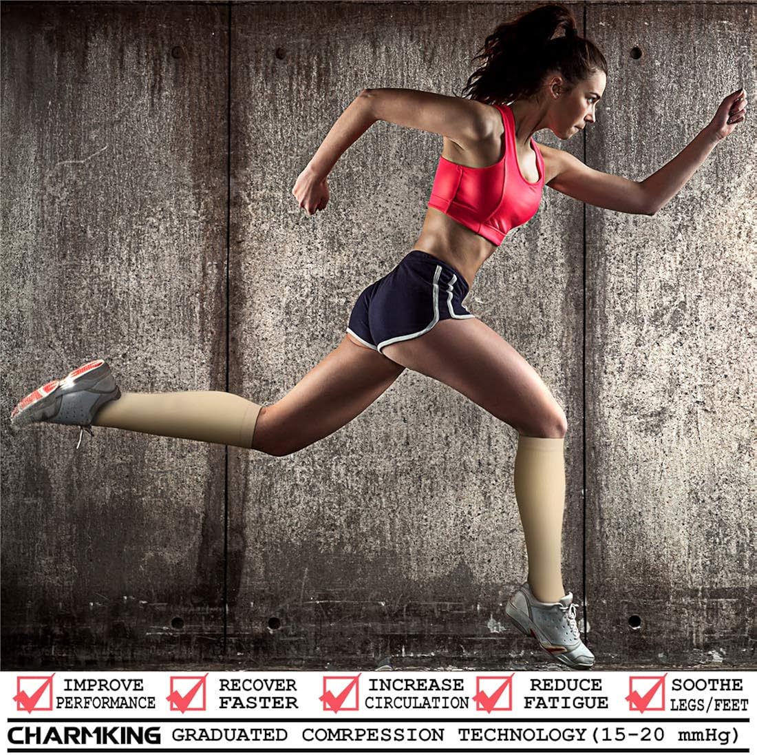 CHARMKING Compression Socks for Women & Men Circulation (3 Pairs)15-20 mmHg is Best Support for Athletic Running Cycling: Clothing