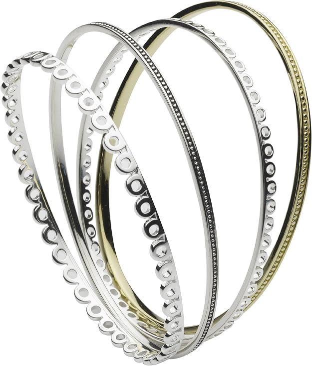 Kit Heath Sterling Silver And Gold Lace Stacking Bangles 70182GD006