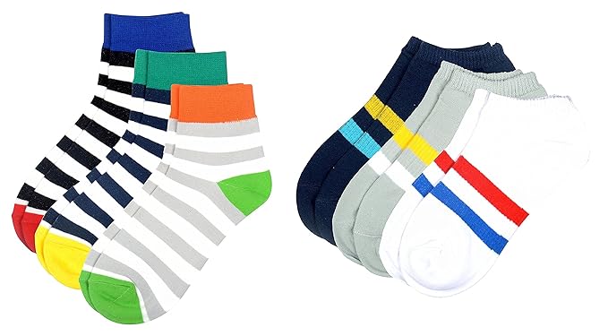 Winza Mens Low Cut & Ankle Cotton Socks (Multi-Coloured, Set of 6)