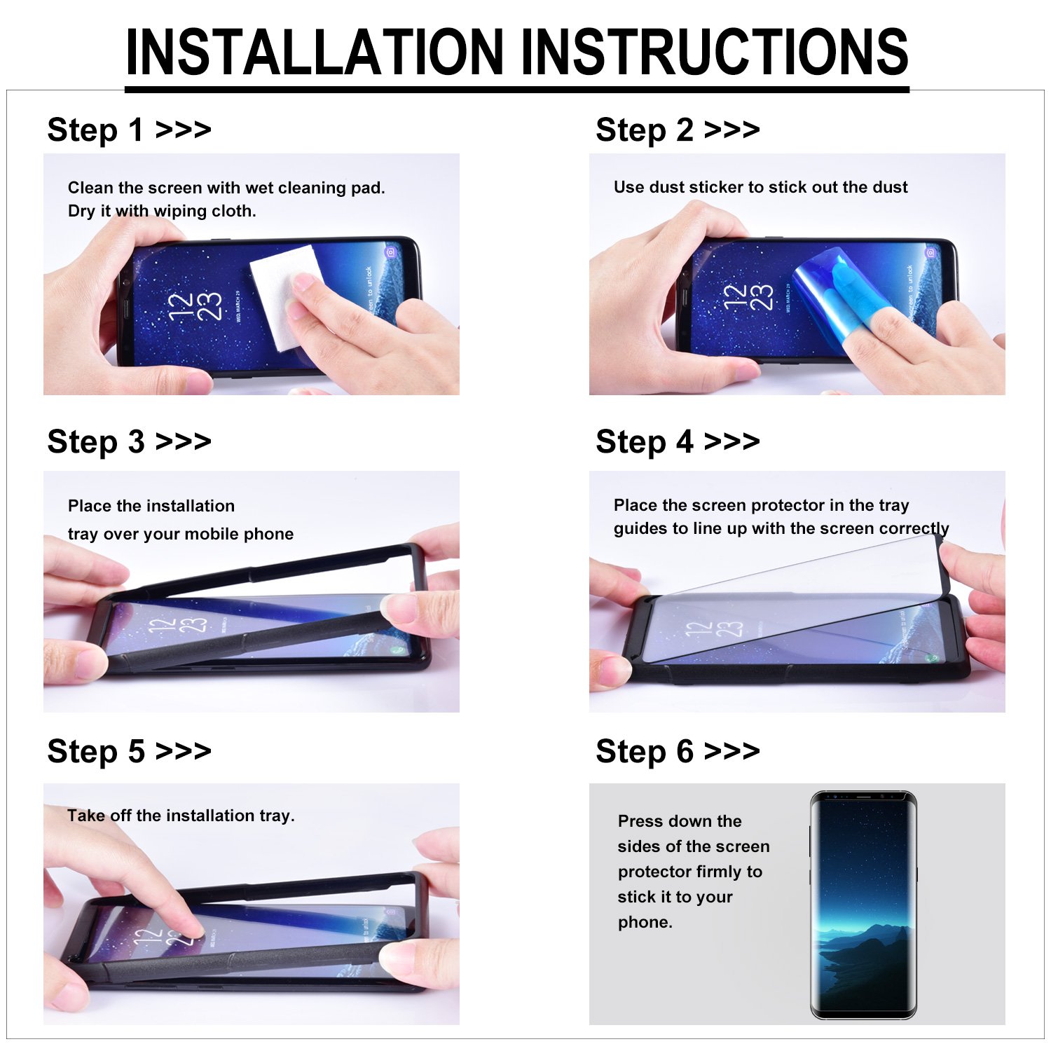 Ounier Galaxy S8 Tempered Glass Screen Protector, [Case Friendly][Easy Installation Tray] 3D Curved Tempered Glass Screen Protector (Black)